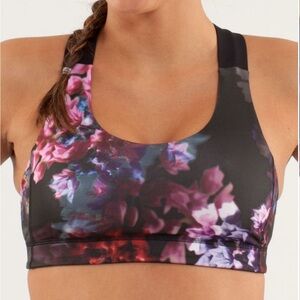 EUC Lululemon All Sport Bra Spring Has Sprung Multi Black Floral- Size 8